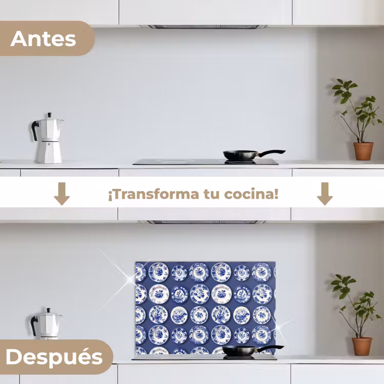 Salpicaderos de cocina - Platos - Floral - Azul — 7