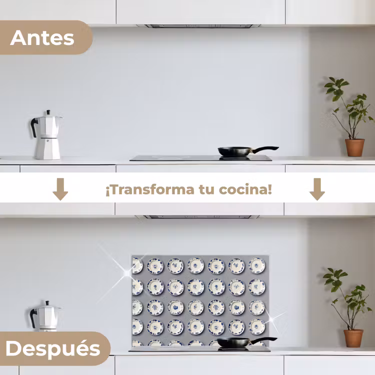Salpicaderos de cocina - Platos - Flores - Azul - Blanco — 7