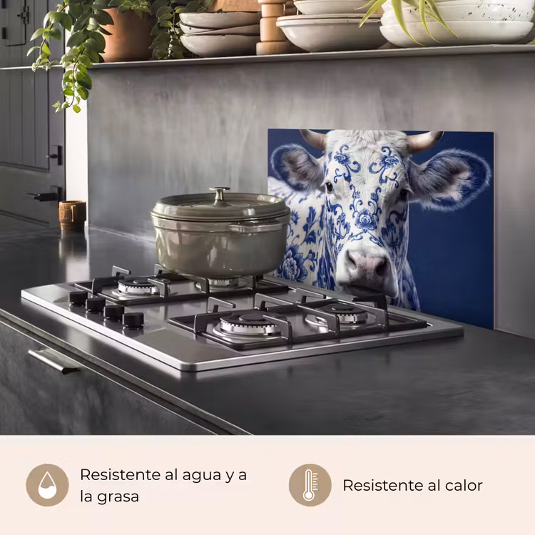 Salpicaderos de cocina - Vaca - Delfts - Azul - Artístico — 2