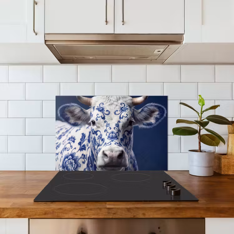 Salpicaderos de cocina - Vaca - Delfts - Azul - Artístico — 3
