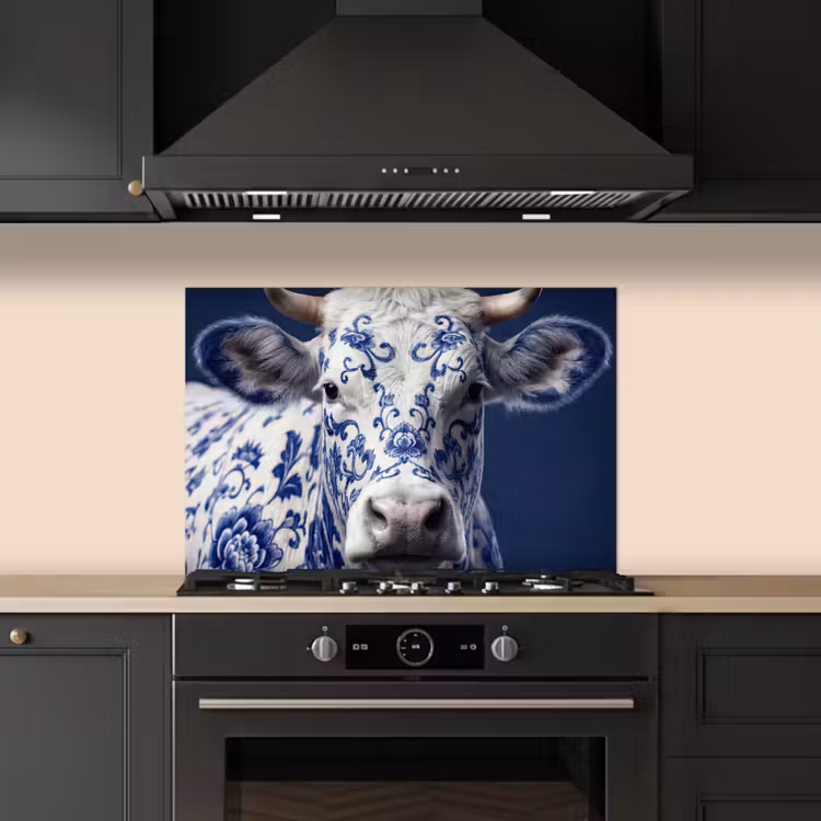 Salpicaderos de cocina - Vaca - Delfts - Azul - Artístico — 5
