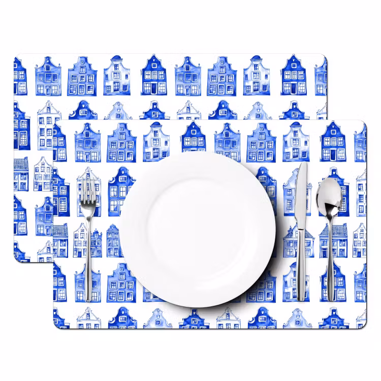 Salvamantel – 6 piezas - Patrón - Casas - Azul — 2