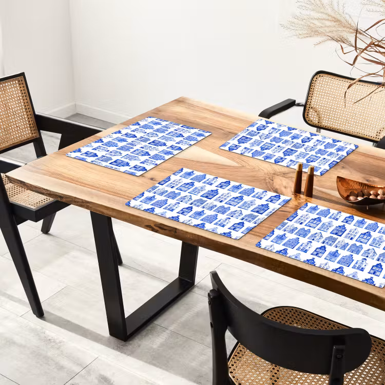 Salvamantel – 6 piezas - Patrón - Casas - Azul — 4