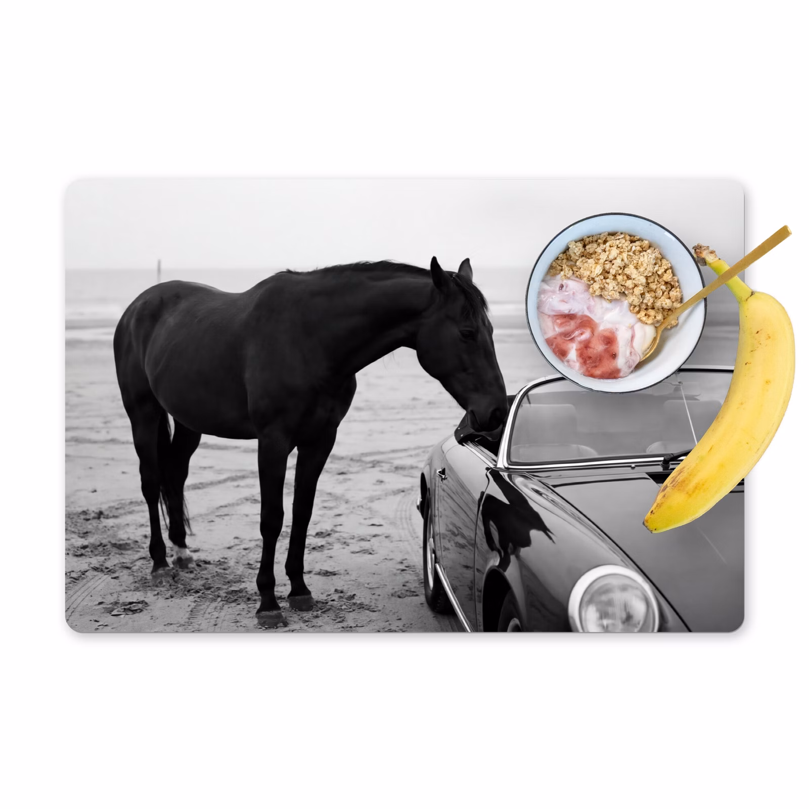 Salvamantel – 6 piezas - Caballo - Coche - Negro - Blanco — 1