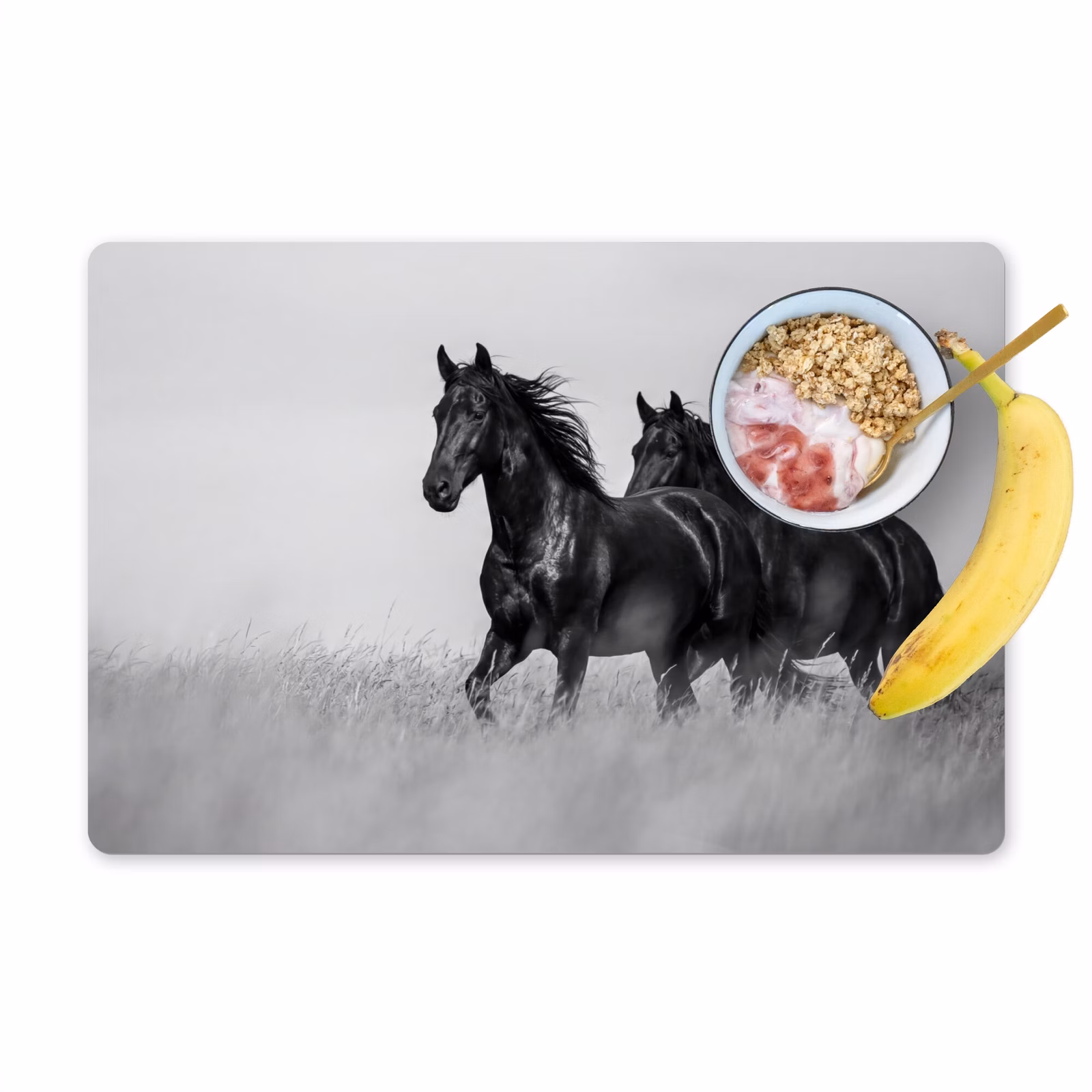 Salvamantel – 6 piezas - Caballos - Hierba - Negro - Blanco — 1
