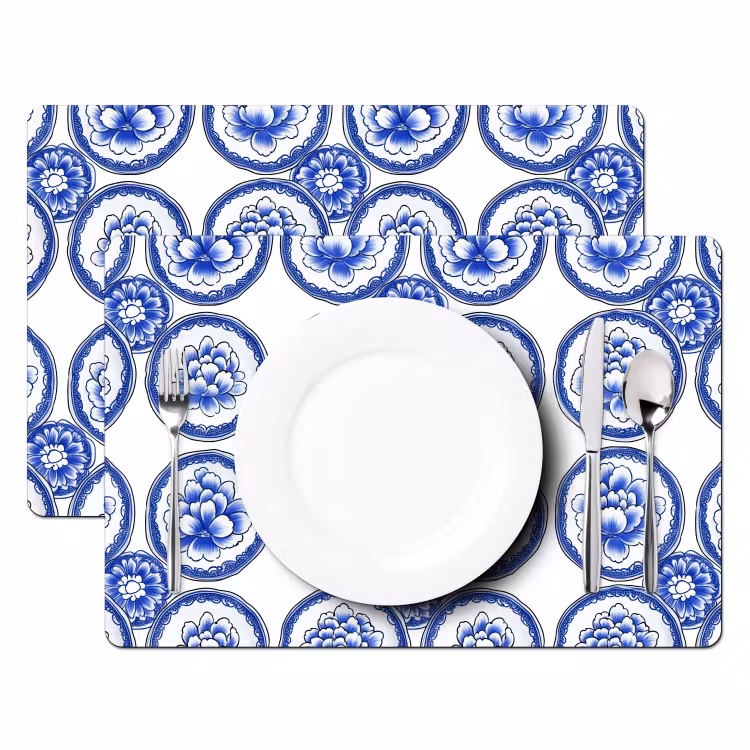 Salvamantel – 6 piezas - Círculos - Flores - Azul — 2