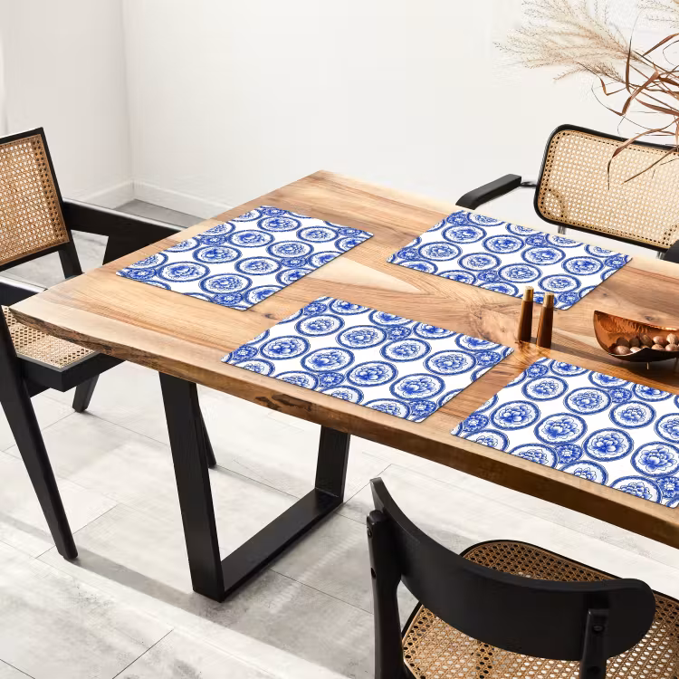 Salvamantel – 6 piezas - Círculos - Flores - Azul — 4