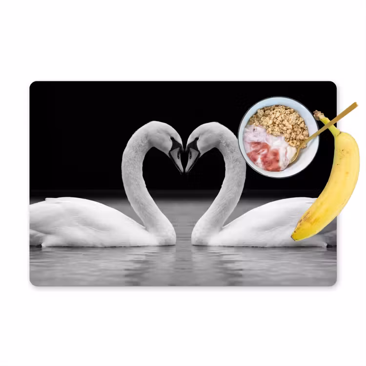 Salvamantel – 6 piezas - Cisnes - Corazón - Negro - Blanco — 1