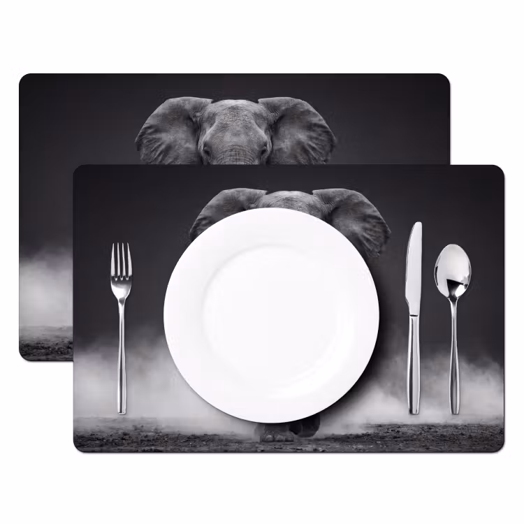 Salvamantel – 6 piezas - Elefante - Negro - Blanco - Humo — 2