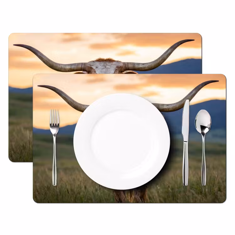 Salvamantel – 6 piezas - Longhorn - Paisaje - Puesta de sol — 2