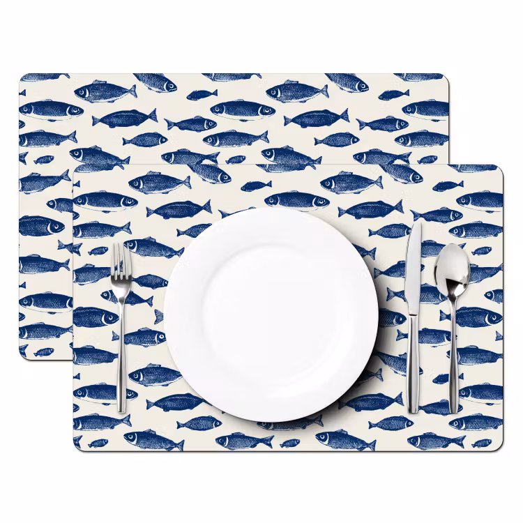 Salvamantel – 6 piezas - Pez - Patrón - Azul - Blanco — 2