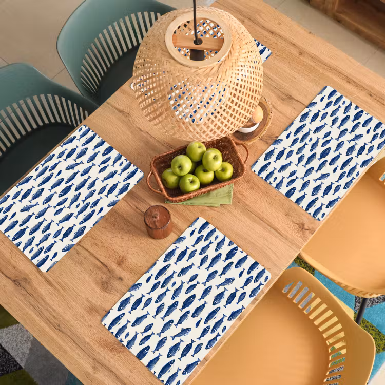 Salvamantel – 6 piezas - Pez - Patrón - Azul - Blanco — 3