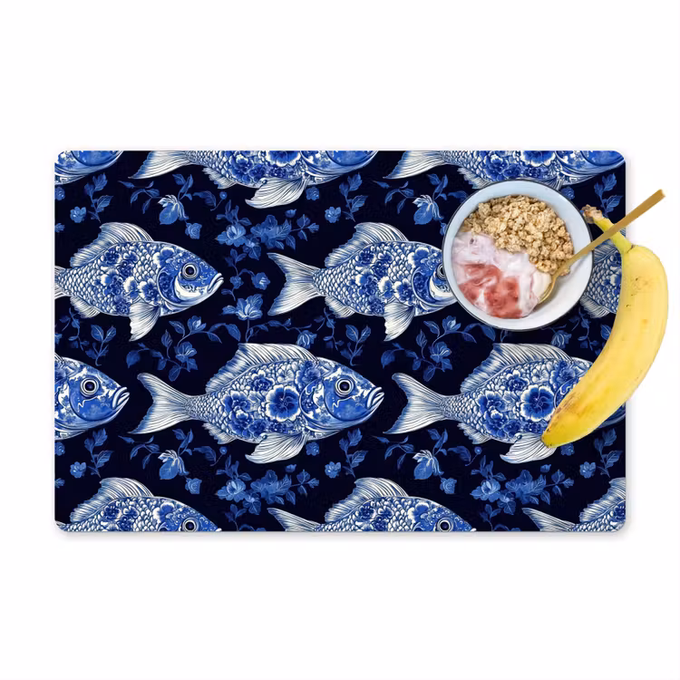Salvamantel – 6 piezas - Piscis - Flores - Azul — 1