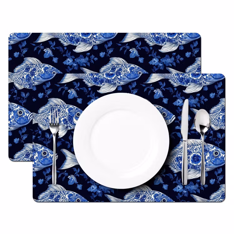 Salvamantel – 6 piezas - Piscis - Flores - Azul — 2