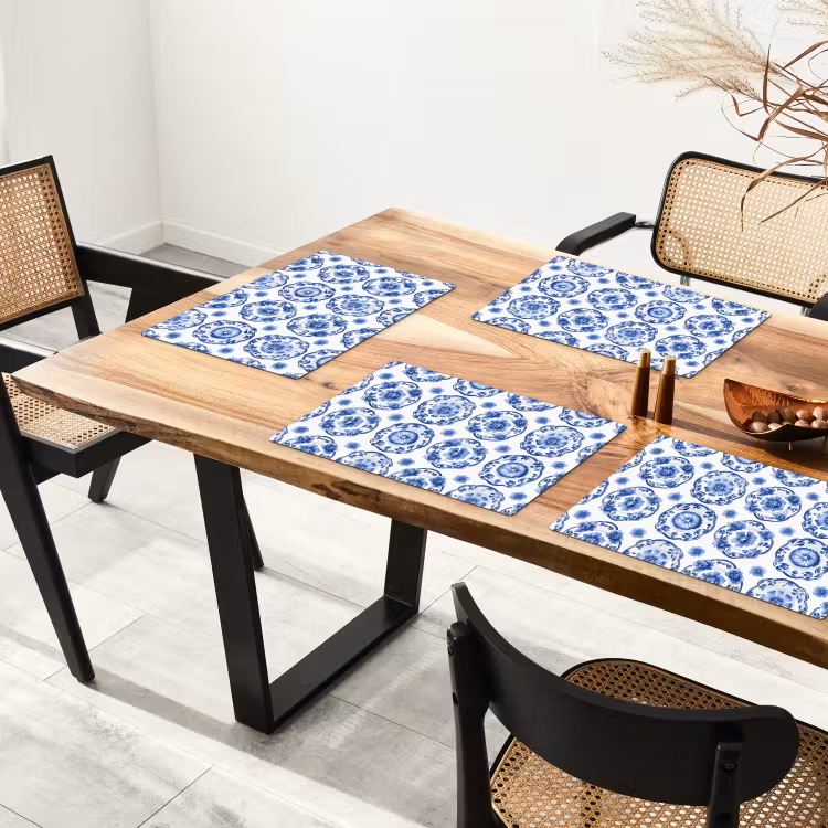 Salvamantel – 6 piezas - Platos decorativos - Flores - Azul — 4