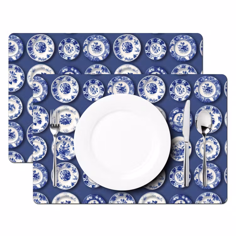 Salvamantel – 6 piezas - Platos - Floral - Azul — 2