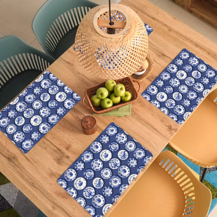Salvamantel – 6 piezas - Platos - Floral - Azul — 3