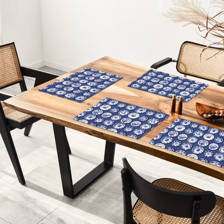Salvamantel – 6 piezas - Platos - Floral - Azul — 4