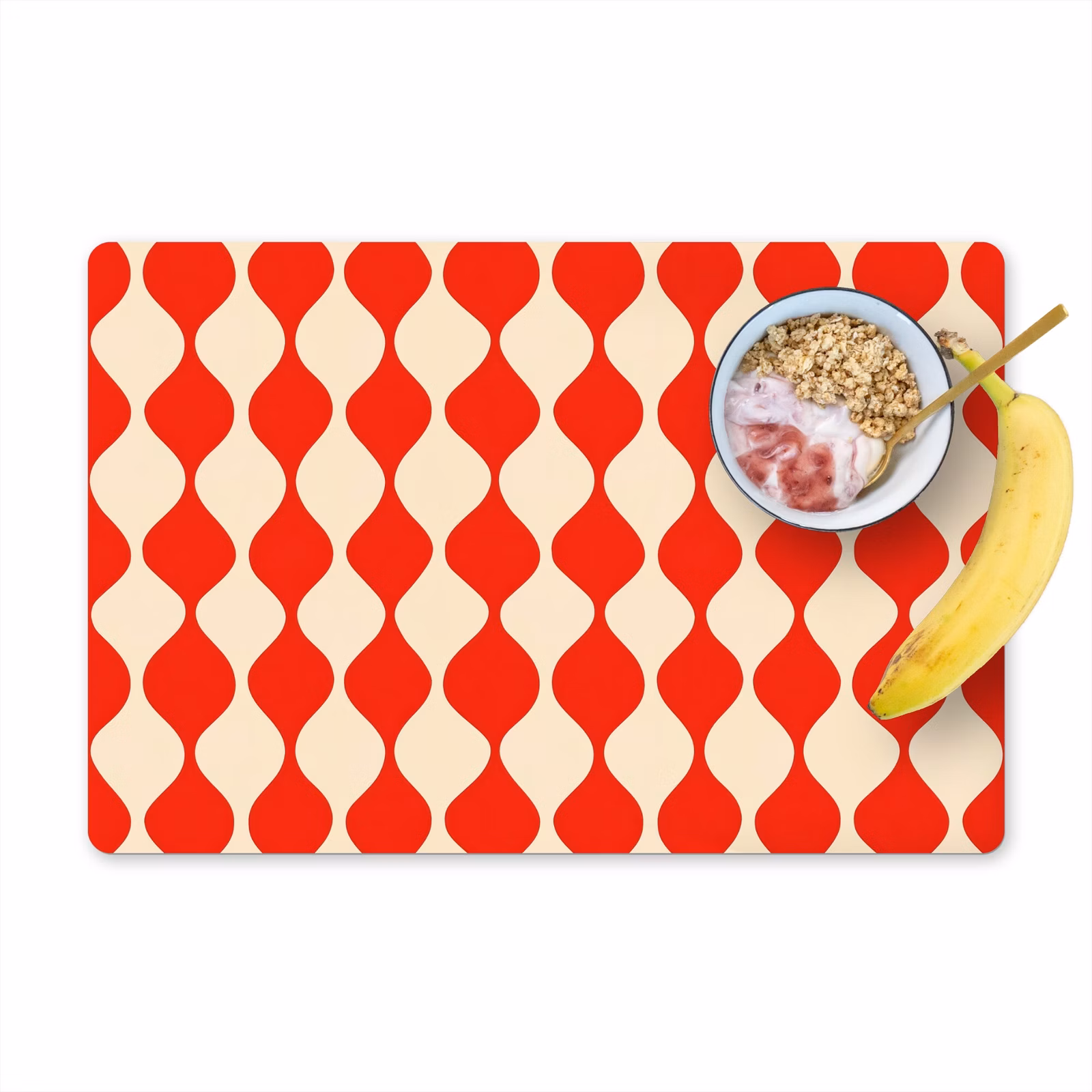 Salvamantel – 6 piezas - Motivo ondulado - Retro - Rojo - Beige — 1