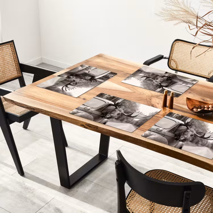 Salvamantel – 6 piezas - Alce - Coche - Cornamenta - Negro - Blanco — 4