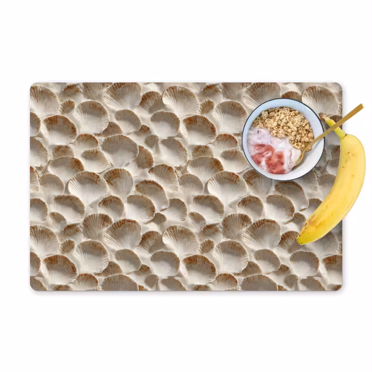 Salvamantel – 6 piezas - Conchas - Forma de abanico - Blanco — 1