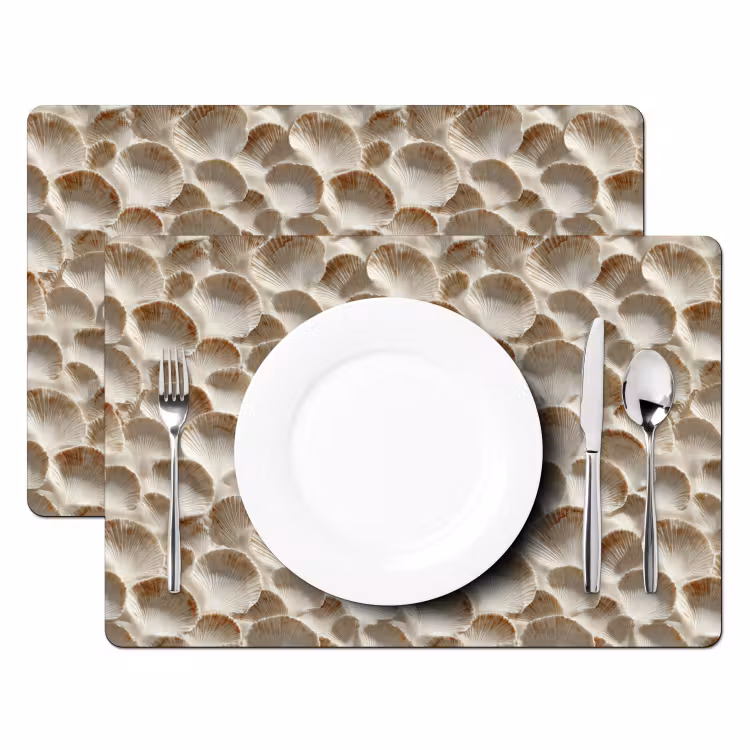 Salvamantel – 6 piezas - Conchas - Forma de abanico - Blanco — 2