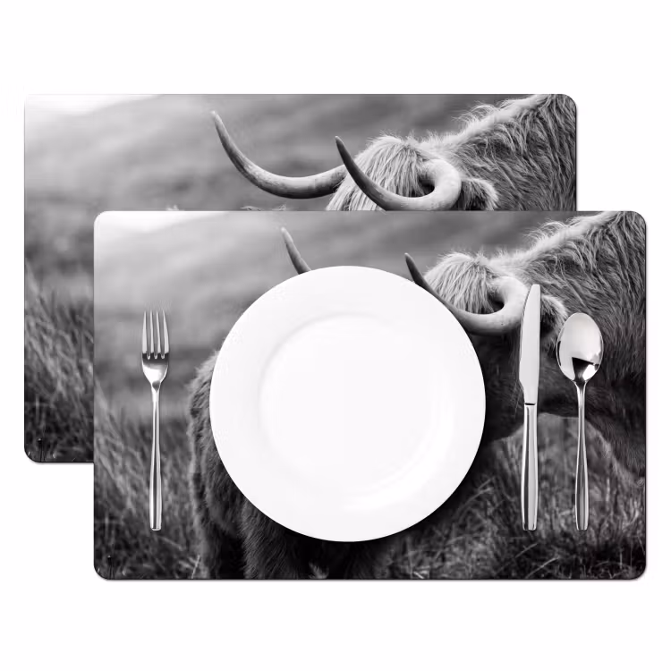 Salvamantel – 6 piezas - Highlander escocés - Becerro - Negro - Blanco — 2