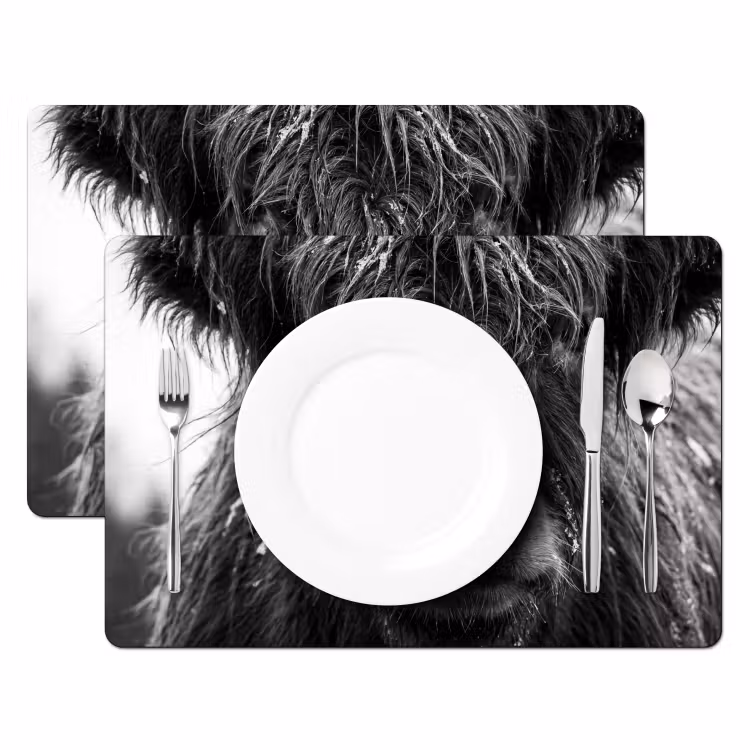 Salvamantel – 6 piezas - Highlander escocés - Negro - Blanco - Copos de nieve — 2