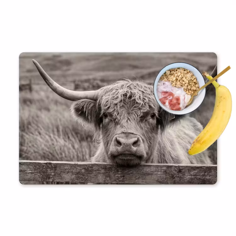 Salvamantel – 6 piezas - Highlander escocés - Negro - Blanco - Madera — 1