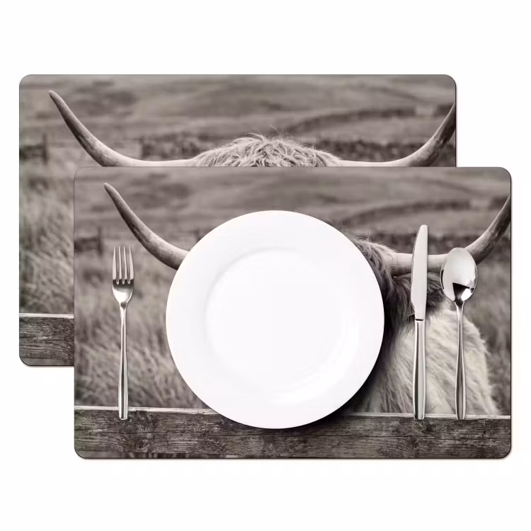 Salvamantel – 6 piezas - Highlander escocés - Negro - Blanco - Madera — 2