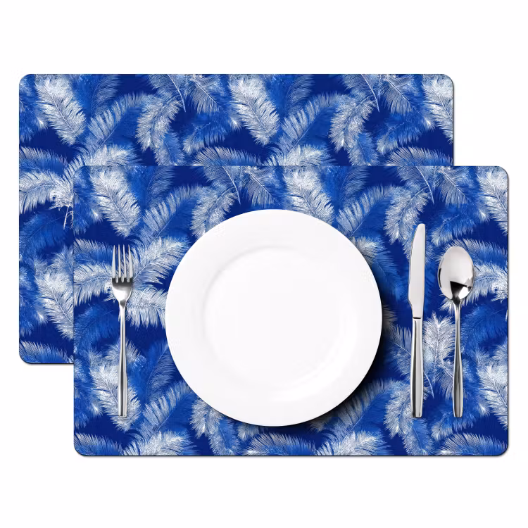 Salvamantel – 6 piezas - Hoja de palmera - Patrón - Azul — 2
