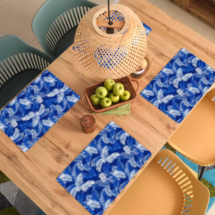 Salvamantel – 6 piezas - Hoja de palmera - Patrón - Azul — 3