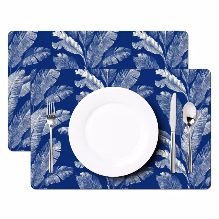 Salvamantel – 6 piezas - Hoja - Palma - Azul — 2