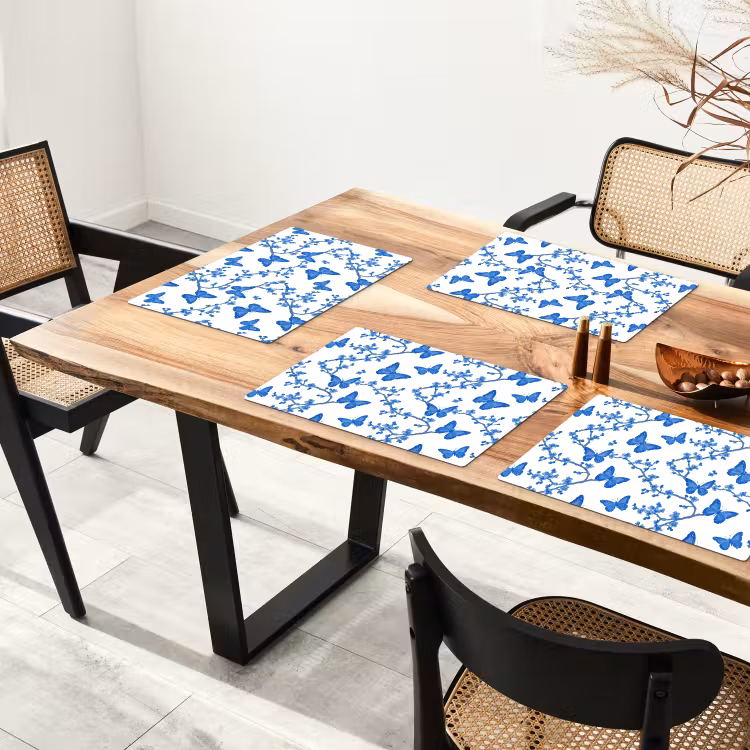 Salvamantel – 6 piezas - Mariposa - Flores - Azul — 4