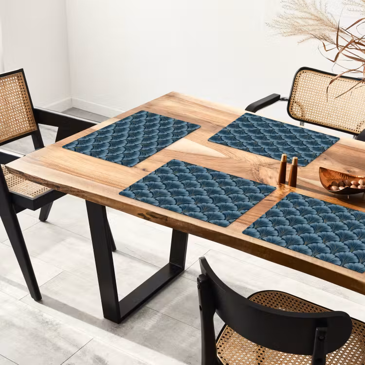 Salvamantel – 6 piezas - Motivo - Hoja de ginkgo - Azul — 4