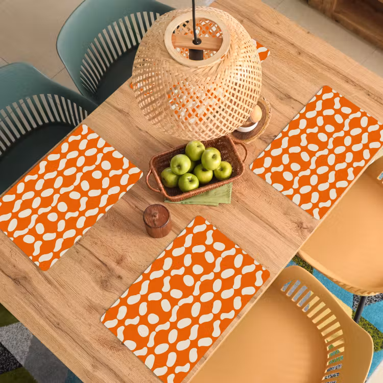 Salvamantel – 6 piezas - Naranja - Formas orgánicas - Blanco — 3