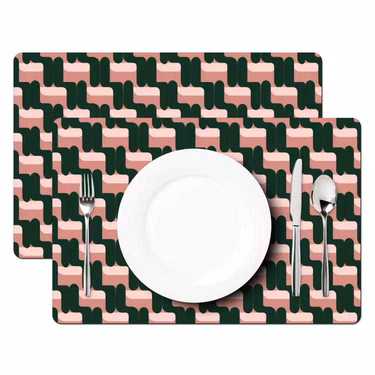 Salvamantel – 6 piezas - Trenzado - Verde - Rosa - Geométrico — 2