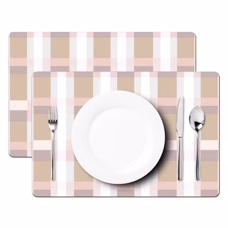 Salvamantel – 6 piezas - Diseño a cuadros - Tonos tierra - Minimalista — 2
