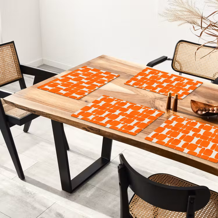 Salvamantel – 6 piezas - Estampado - Retro - Naranja — 4