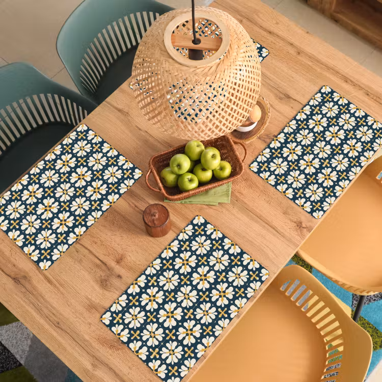 Salvamantel – 6 piezas - Motivo - Azulejo - Amarillo ocre — 3