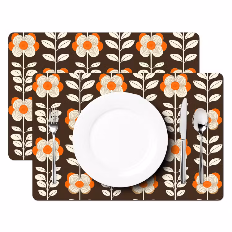 Salvamantel – 6 piezas - Flores - Retro - Marrón — 2