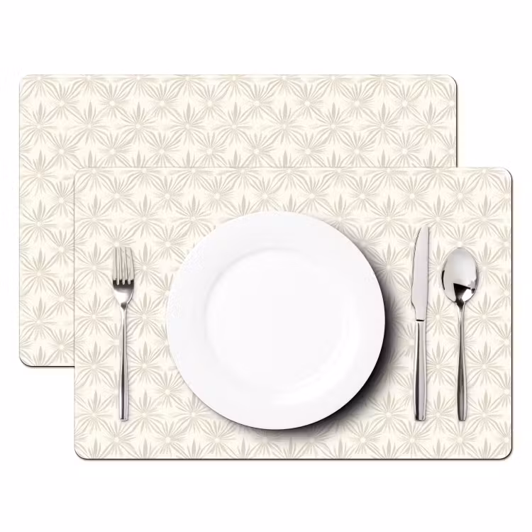 Salvamantel – 6 piezas - Motivo - Flores - Beige — 2