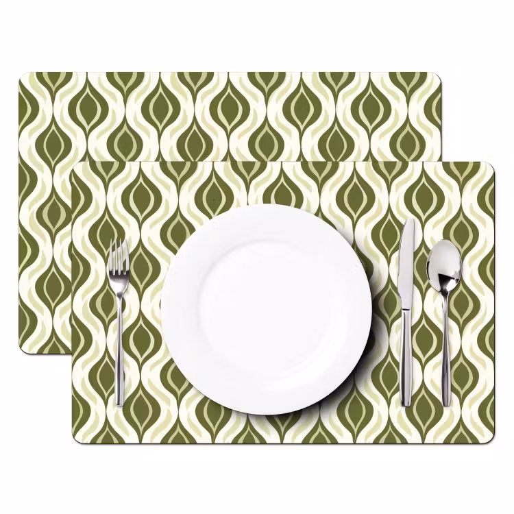 Salvamantel – 6 piezas - Motivo - Retro - Verde — 2