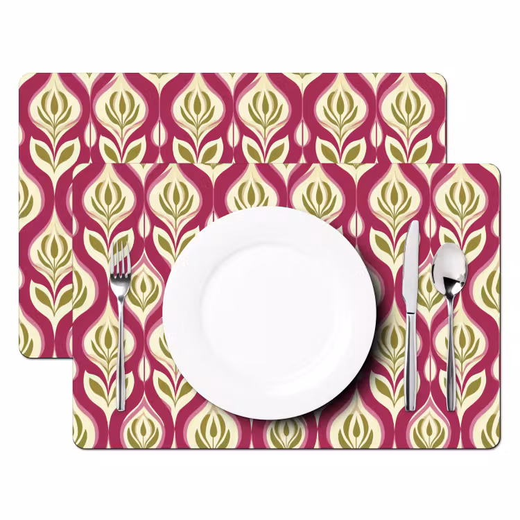 Salvamantel – 6 piezas - Retro - Floral - Morado — 2