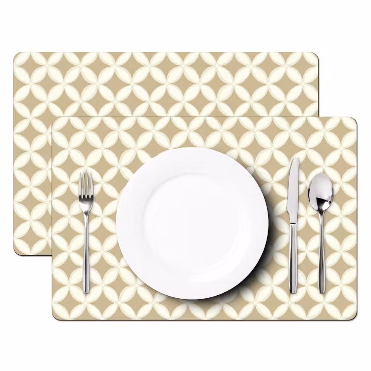 Salvamantel – 6 piezas - Simétrico - Motivo - Beige — 2