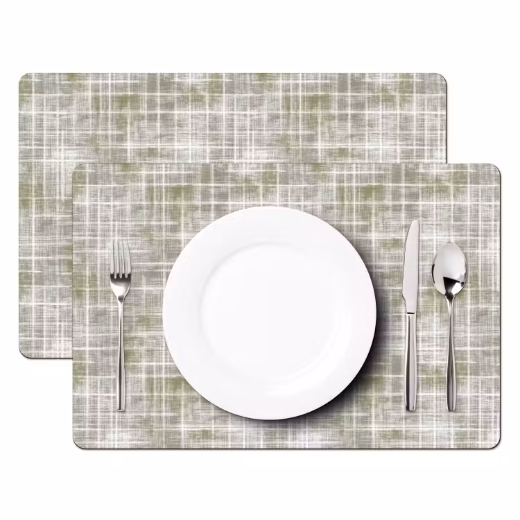 Salvamantel – 6 piezas - Lino - Estampado - Verde — 2