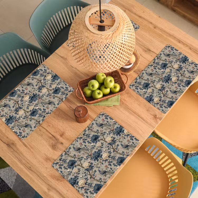 Salvamantel – 6 piezas - Pavo real - Flores - Azul — 3