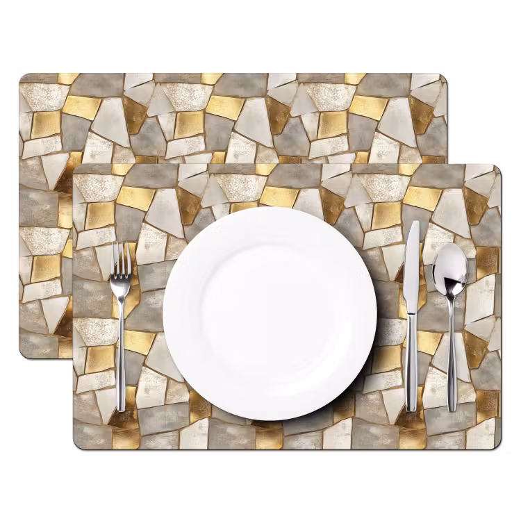 Salvamantel – 6 piezas - Mosaico - Mármol - Oro — 2