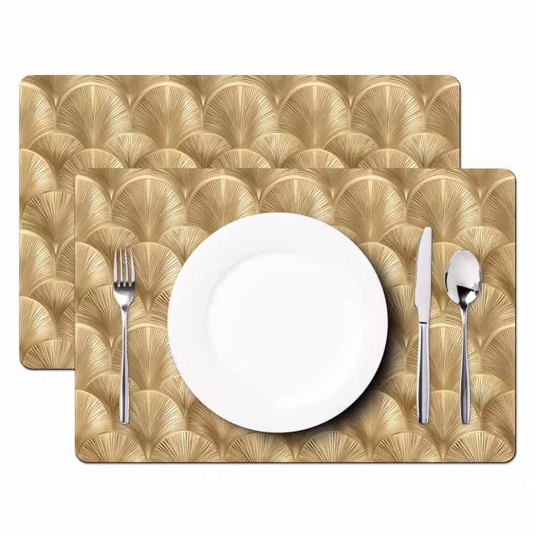 Salvamantel – 6 piezas - Patrón - Abanico - Oro — 2