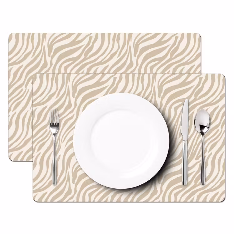 Salvamantel – 6 piezas - Cebra - Estampado - Beige — 2